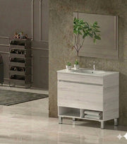 Mobile Bagno NEBARI com gambe Già Montato 1 cassetto, lavabo e specchio Bianco nordico 60x45 cm