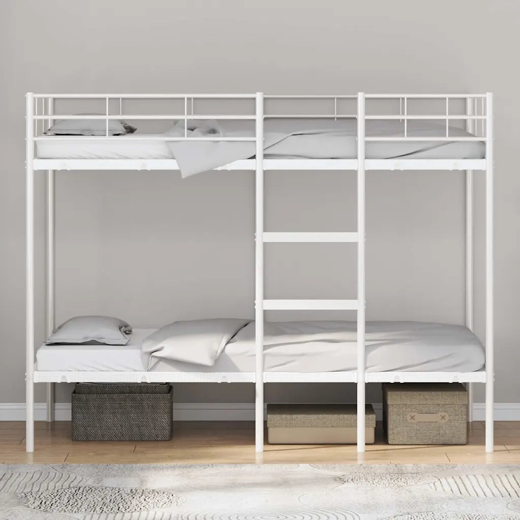 Letto a Castello senza Materasso Bianco 90x200 cm in Acciaio 42000329