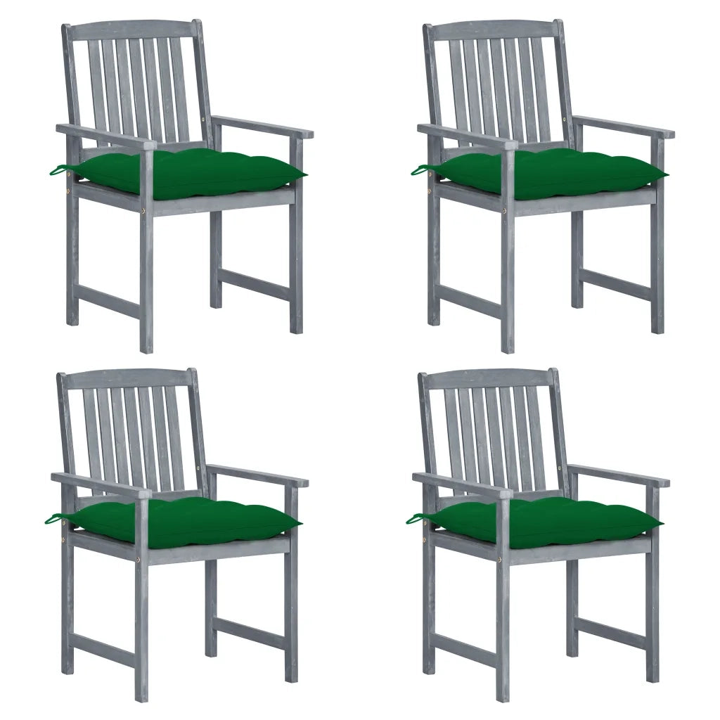 Sedie da Giardino con Cuscini 4 pz in Massello di Acacia Grigio cod mxl 7918