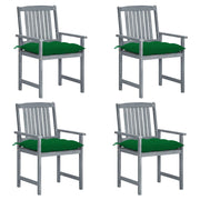 Sedie da Giardino con Cuscini 4 pz in Massello di Acacia Grigio cod mxl 7918