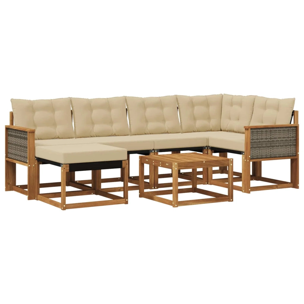 Set di divani da esterno 7 pz Naturale e Beige 3382077