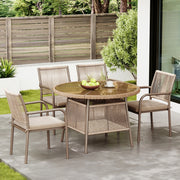 Set Tavolo Rotondo in Vetro e 4 Sedie con Braccioli in Polyrattan ¨C MINIMAL ¨C Ferro, Giardino/Balcone