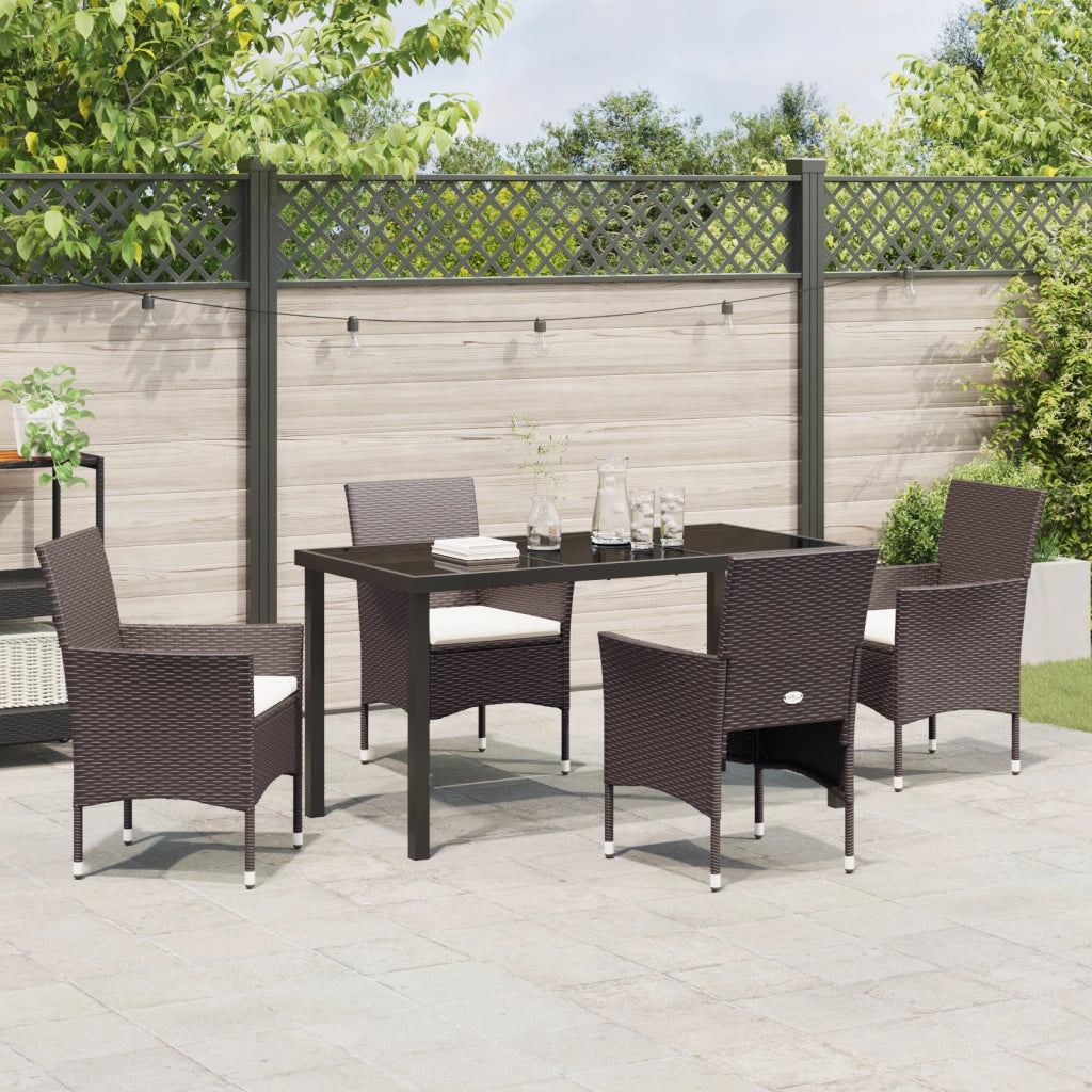 Set di Mobili da Giardino 5 Pezzi Marrone Polyrattan