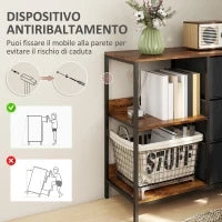 Mobile Cassettiera Multiuso con 3 Cassetti Pieghevoli in Tessuto, Arredamento Soggiorno e Camera, 80x29x71cm, Grigio Scuro