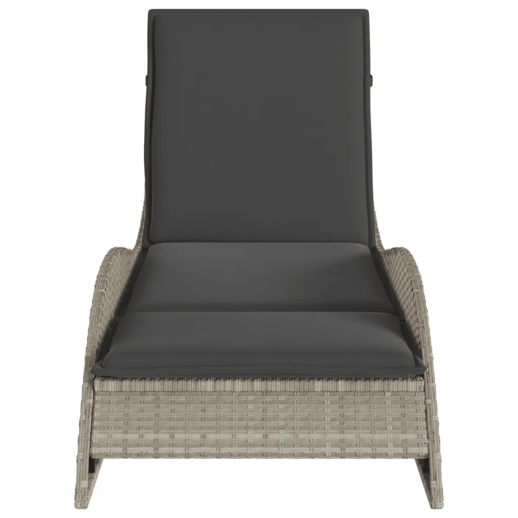 Lettino con Cuscino Grigio Chiaro 60x205x73 cm in Polyrattan 368283