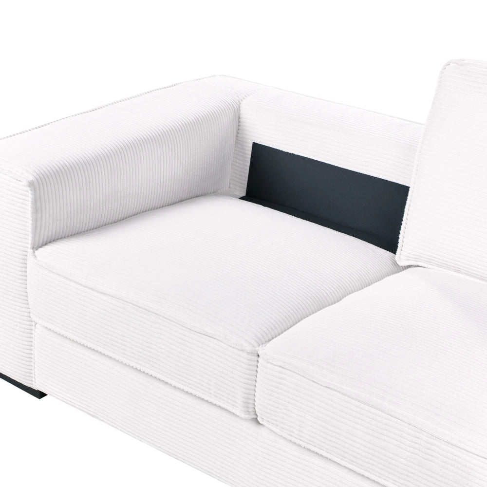 Divano in velluto a coste bianco 2 posti confortevole soggiorno stile moderno
