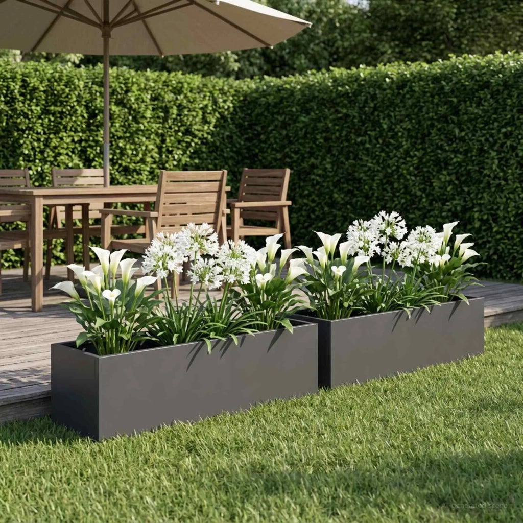 Vaso da giardino 2 pz Antracite 100 x 20 x 20 cm 8005181