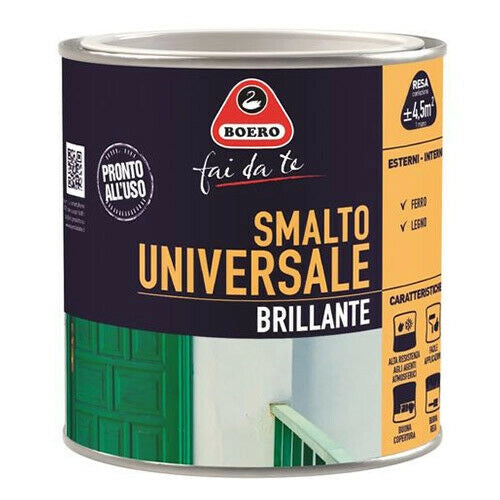 Smalto Universale Finitura Brillante per Ferro Legno Interno Esterno 751 Boero Formato: 2 L, Color: Marrone Castagna 339
