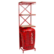 Portabottiglie trattore in legno e metallo rosso 84x40x185h