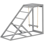 Perchoir in legno per galline con altalena, scala e piattaforma ¨C zephmum ¨C 96x40x71 cm, grigio