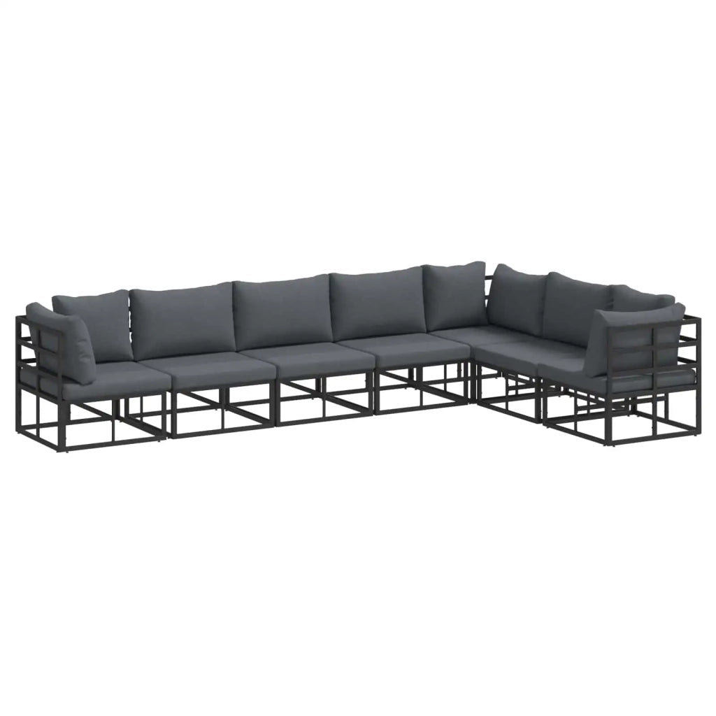 Set Divano da Giardino con cuscino 7 pcs Nero Alluminio 3378872