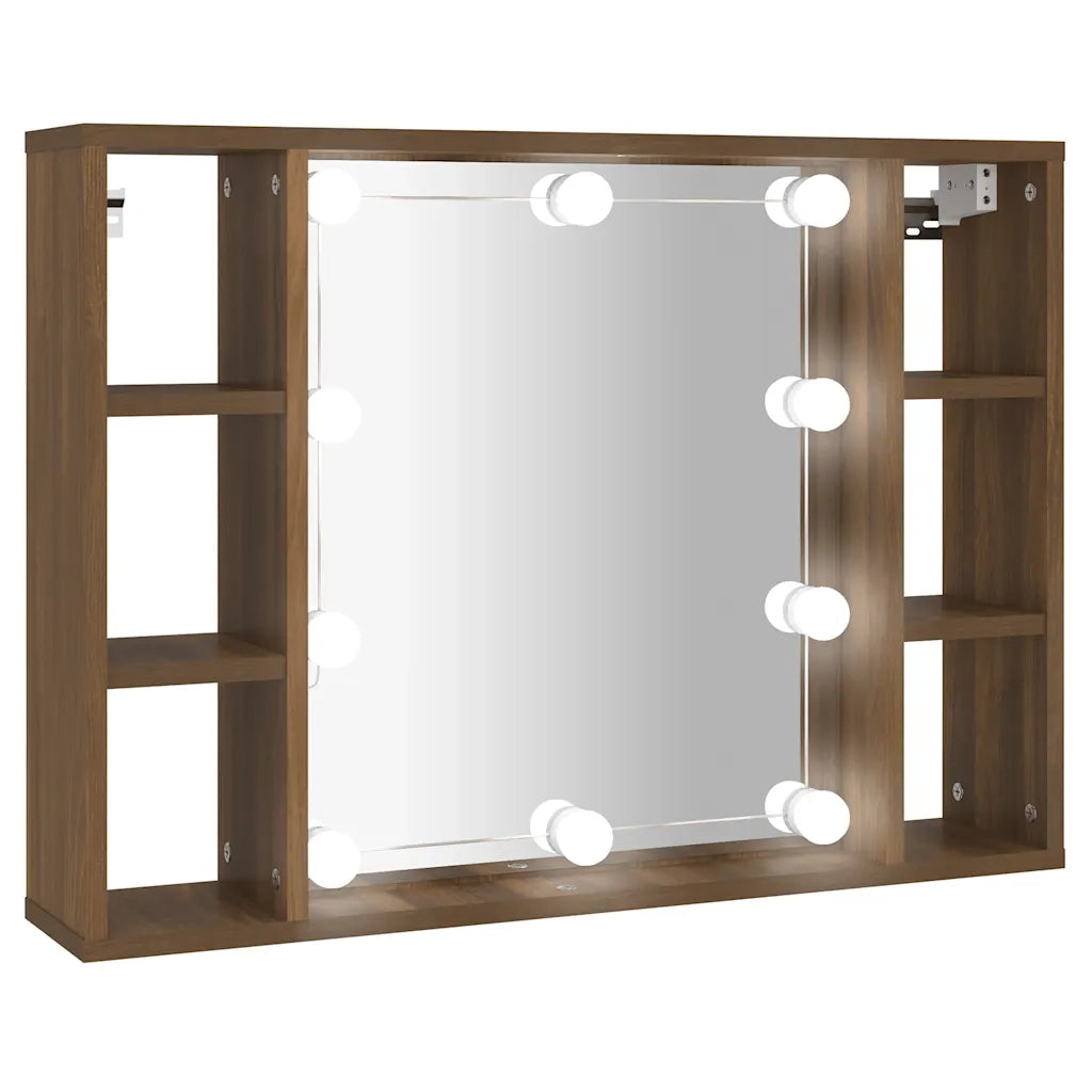 Mobile a Specchio con LED Rovere Marrone 76x15x55 cm CFW2972293