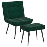 Poltrona Relax | Sedia Relax con Poggiapiedi Verde Scuro in Velluto