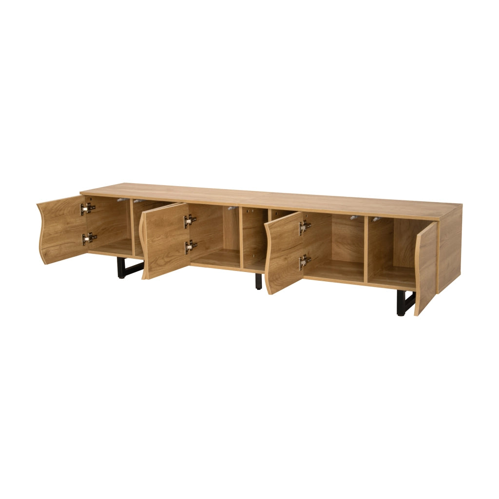 Mobile TV con 5 Ante e Vani a Giorno; Telaio in Ferro; Stile Naturale Moderno; 191??38??46;5 cm; Naturale