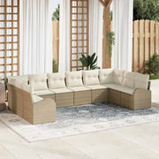 Set di divani con cuscino 10 pcs Beige Polyrattan