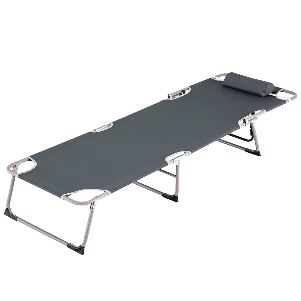 Lettino Pieghevole da Spiaggia 56x176x28 cm Sdraio Prendisole in Tessuto Oxford Grigio