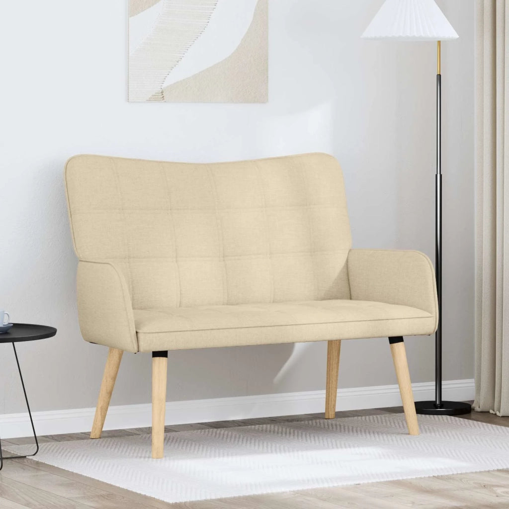 Sofa a Due Posti Crema 115 x 61 x 87 cm Tessuto