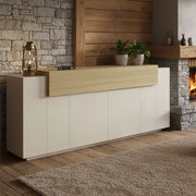 Madia Pulfero, Credenza 3 Ripiani Made in Italy, 200x45x85.5h cm Beige