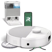 IRobot Roomba Plus 505 Combo, robot aspirapolvere e lavapavimenti, navigazione LiDAR, stazione AutoWash Dock, 7000 Pa, 105 min, Bianco