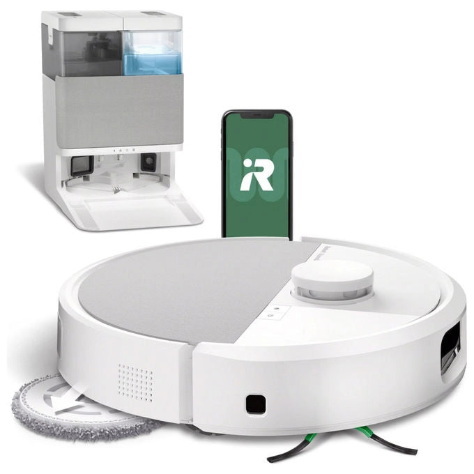 IRobot Roomba Plus 505 Combo, robot aspirapolvere e lavapavimenti, navigazione LiDAR, stazione AutoWash Dock, 7000 Pa, 105 min, Bianco