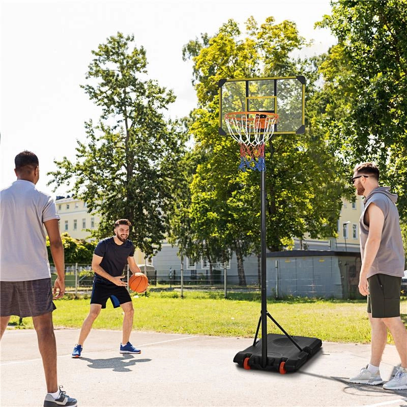 CANESTRO BASKET PER BAMBINI 6-14 ANNI ALTEZZA REGOLABILE 2.1-2.4 MT RUOTE E BASE RIEMPIBILE GIALLO