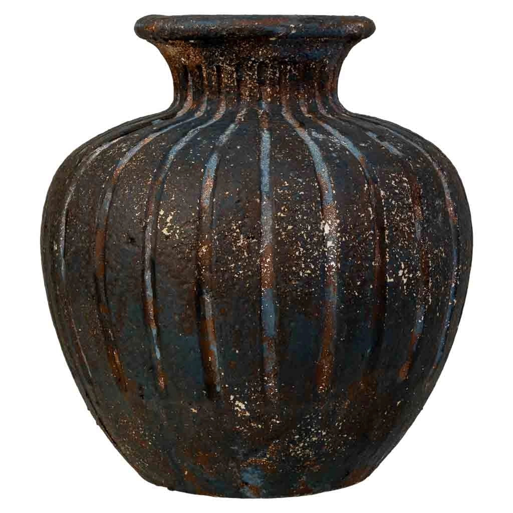 Vaso invecchiato marrone scuro 28.5x28.5x30.5h cm