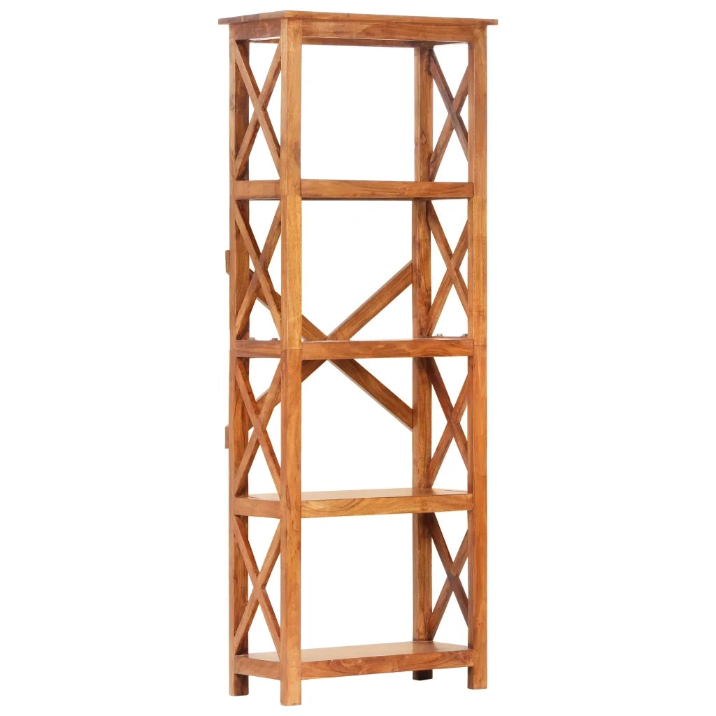 Libreria-Scaffale per Libri-Mobile di Stoccaggio 60x30x160 cm Legno Massello Acacia Finitura Ambra