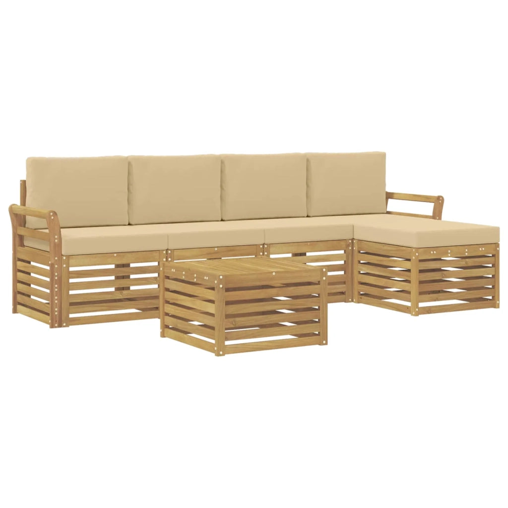 Set di divani da esterno 6 pcs Bianco e Beige 59 x 59 x 37 cm 3391718