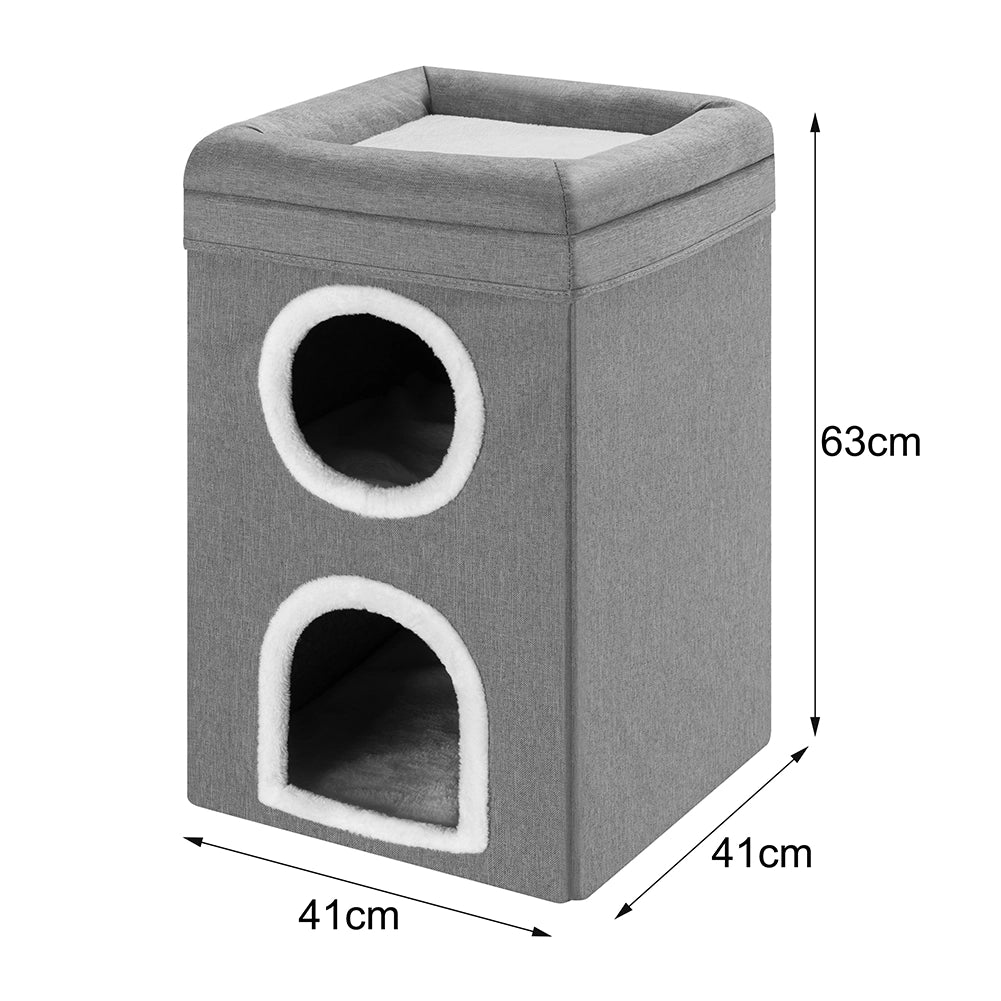 Cuccia Casa per Gatti 3 Ripiani Tiragraffi Casetta Animali Domestici 41x41x63 cm