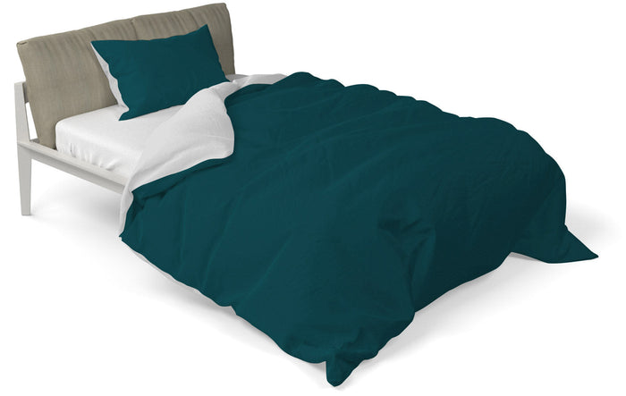 Copripiumino con Sacco e Federe Doubleface Verde Petrolio/Grigio Chiaro 1 Piazza e Mezzo