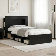 Telaio del letto con storage con testiera Nero 90 x 200 cm