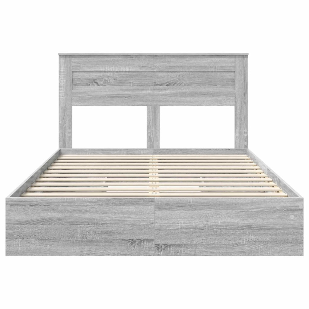 Letto con Contenitore con testiera Grigio Sonoma 150 x 200 cm