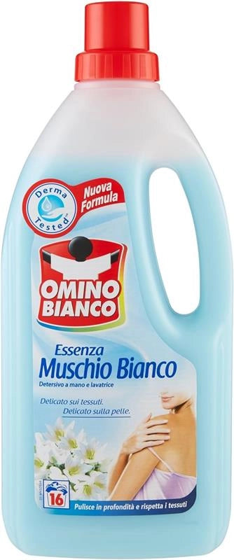 OMINO BIANCO DETERSIVO BIVALENTE LIQUIDO LAVAGGIO A MANO E IN LAVATRICE ESSENZA MUSCHIO BIANCO 1000 ML