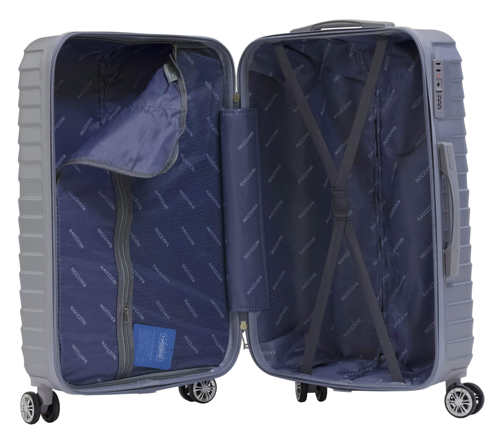 Trolley Valigia Grande Rigida in ABS 4 Ruote TSA Ravizzoni Calipso Silver