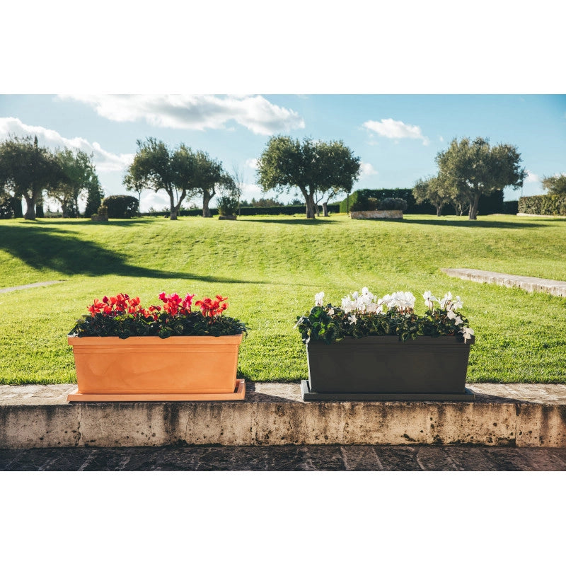 Vaso Fioriera decorativo classico tradizionale 80x40 H34 in polimero resistente terracotta per piante per giardini e terrazze - Made in Italy