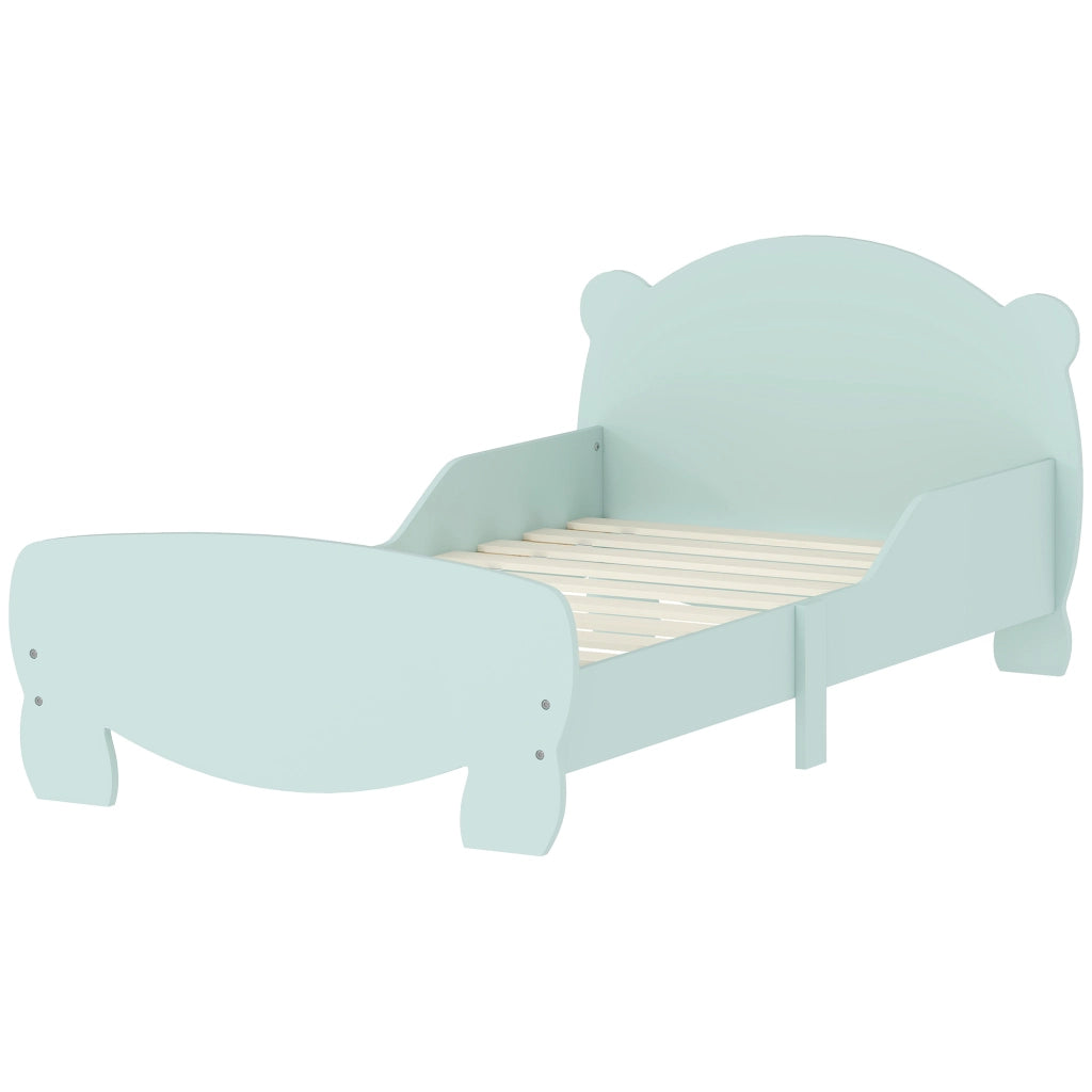 Letto per Bambini con Testiera e Pediera a Orso ¨C Zephmum ¨C Legno 143.5x80x55 cm Verde