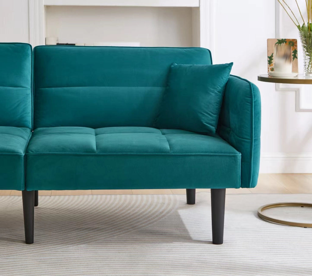 Divano Letto 2 Posti ¨C MINIMAL ¨C Velluto, Braccioli Ribaltabili, Funzione Letto