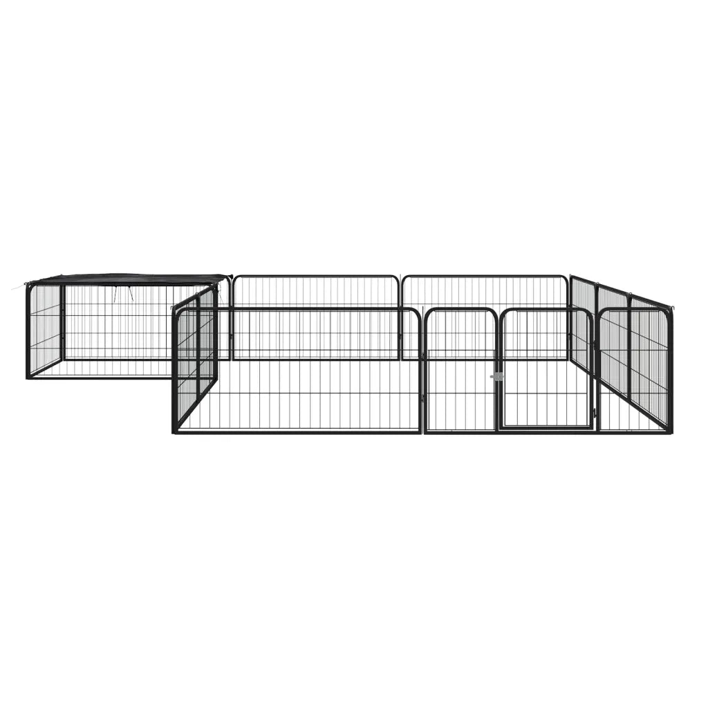 Box Cani 12 Pannelli Nero 100x50 cm Acciaio Verniciato Polvere CFW6781763