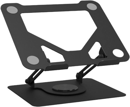 Stand per laptop, stand per computer portatile con base rotativa 360°, altezza e angolo regolabili, stand per computer ventilato, Adatto per MacBook Air/Pro e laptop da 11-17,3 pollici - nero