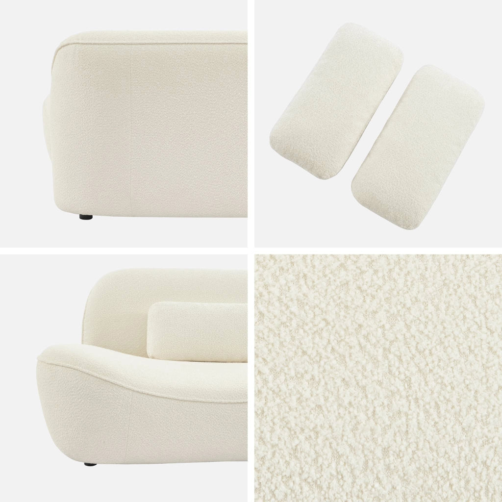 Divano in tessuto bouclé, 3 posti, crema