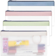 Set da 4 pezzi di custodia trasparente Custodia trasparente con chiusura a righello, super morbida in TPU, custodia trasparente Borsa per cosmetici Impermeabile per studenti e adulti Materiali per ufficio scolastico