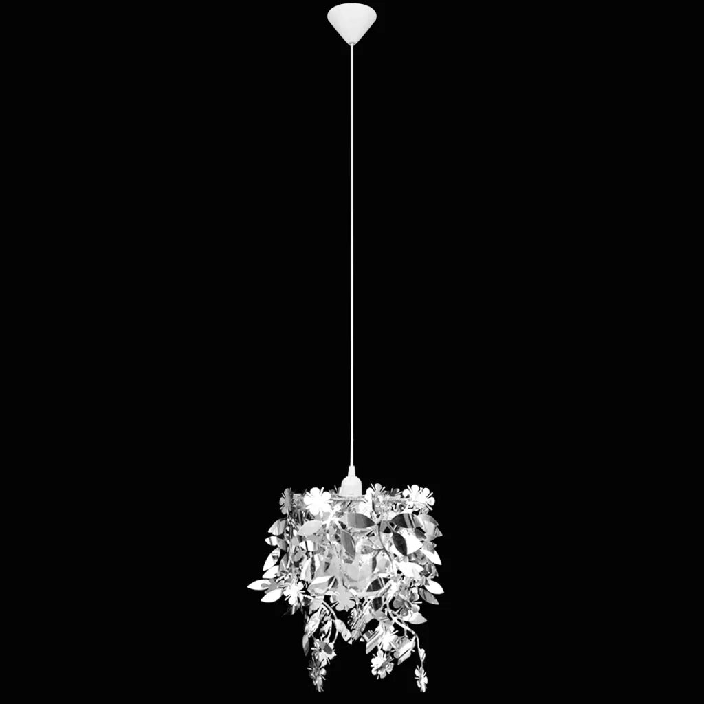 Lampadario da Soffitto Foglie e Paillette 21,5 x 30 cm Argento CFW1451132