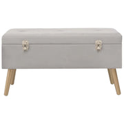 Panca con Vano Portaoggetti-Panca con Contenitore-Sgabello 80 cm Grigio in Velluto