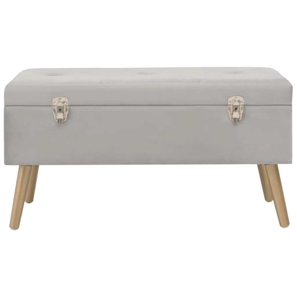 Panca con Vano Portaoggetti-Panca con Contenitore-Sgabello 80 cm Grigio in Velluto