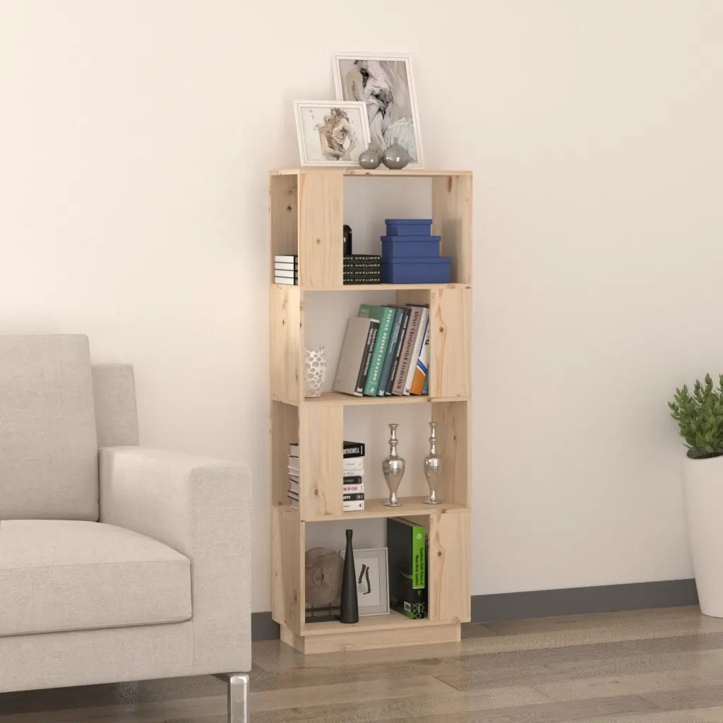 Libreria Divisorio-Scaffale per Libri-Mobile di Stoccaggio 51x25x132 cm in Legno Massello di Pino