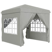 Gazebo a scomparsa 2;5 x 2;5 m con pareti laterali e borsa da trasporto; tenda da giardino regolabile in altezza UPF50+; grigio chiaro