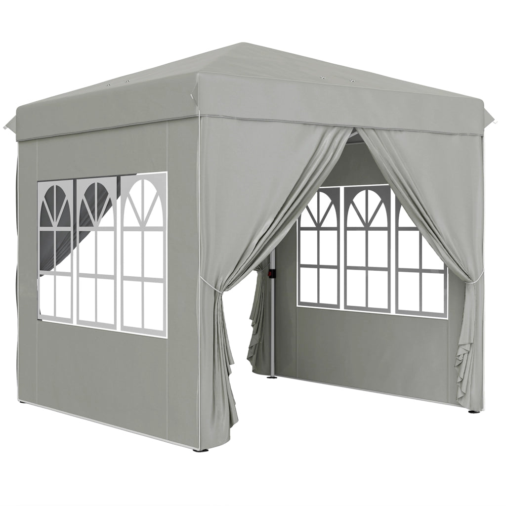 Gazebo a scomparsa 2;5 x 2;5 m con pareti laterali e borsa da trasporto; tenda da giardino regolabile in altezza UPF50+; grigio chiaro