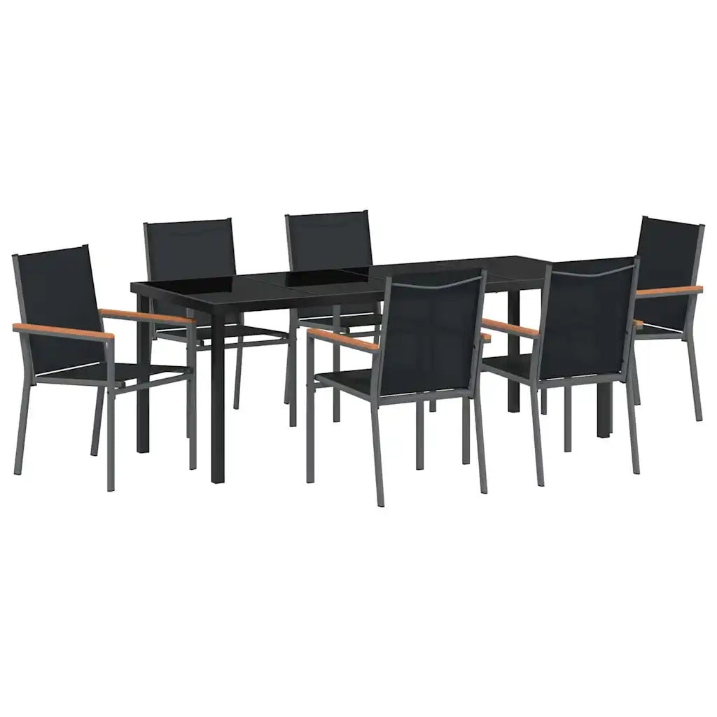 Set da Pranzo per Giardino 7 pcs Nero 3379091