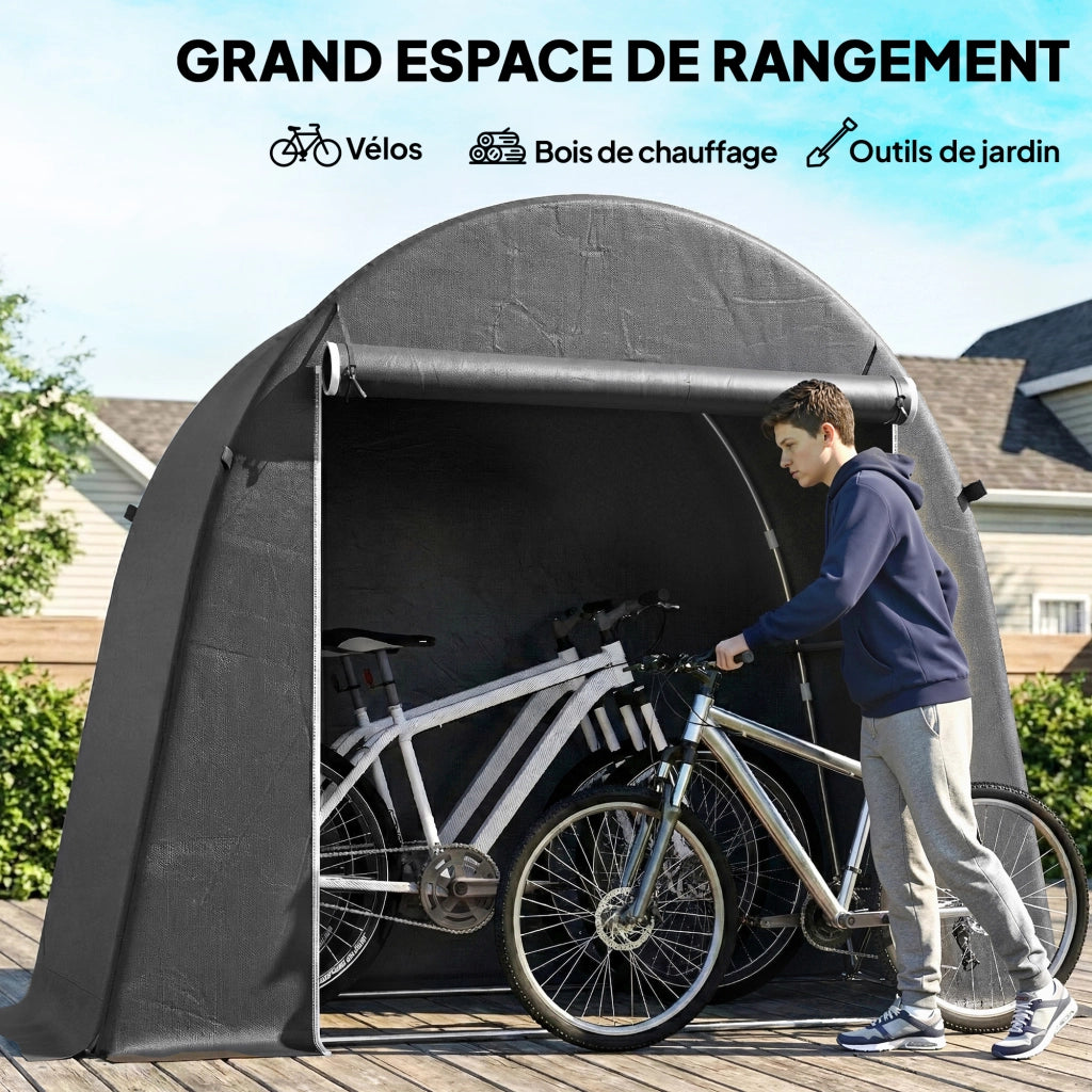 Capanno da giardino ¨C zephmum ¨C 245x120x200 cm, grigio antracite, porta roll-up, impermeabile