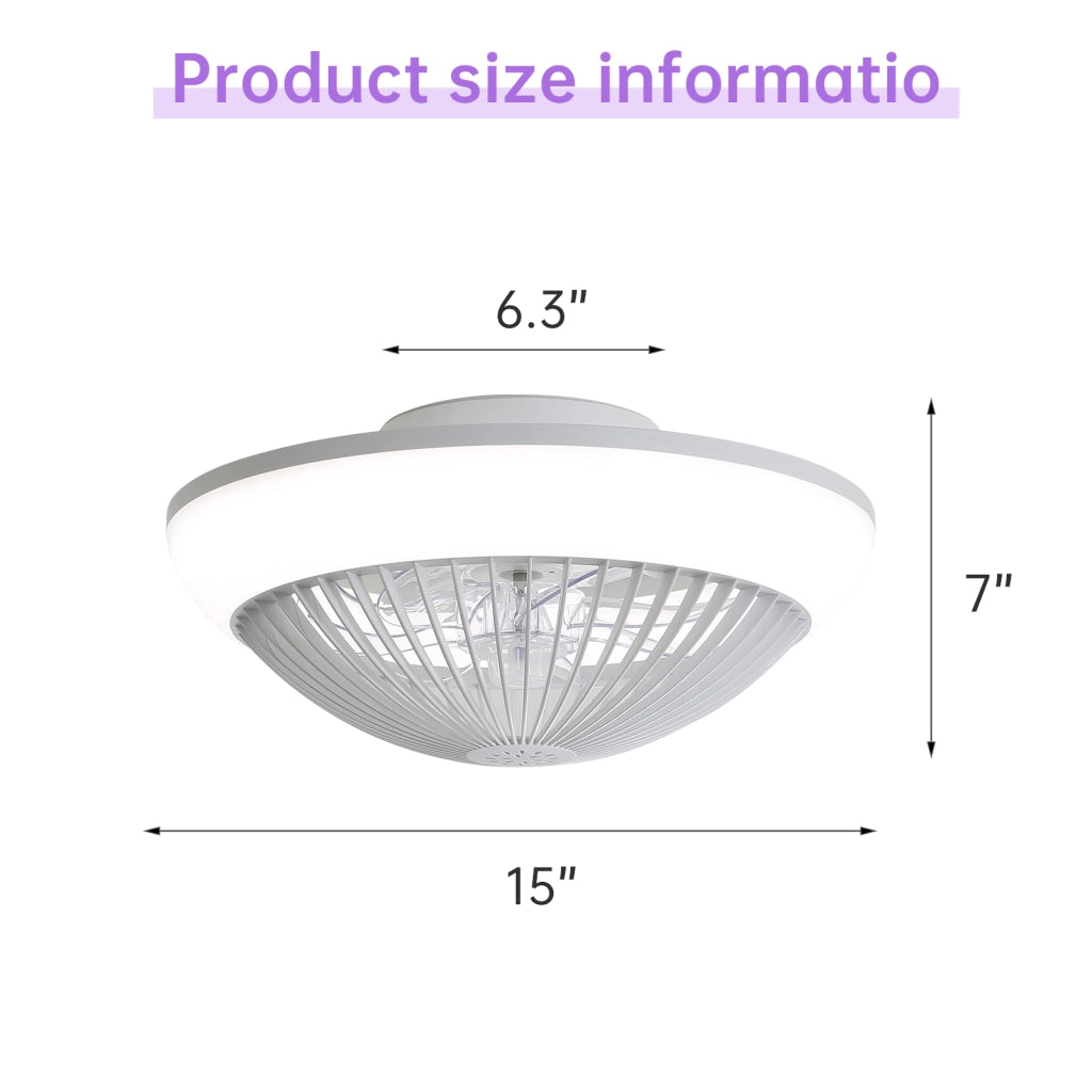 Ventilatore da soffitto con luce LED dimmerabile e RGB in ABS bianco